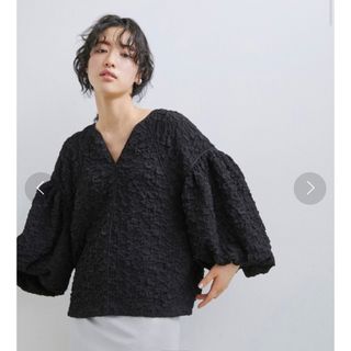 アダムエロぺ(Adam et Rope')の【未使用】ADAM ET ROPÉ FEMME ジャカードパイピングブラウス(シャツ/ブラウス(長袖/七分))