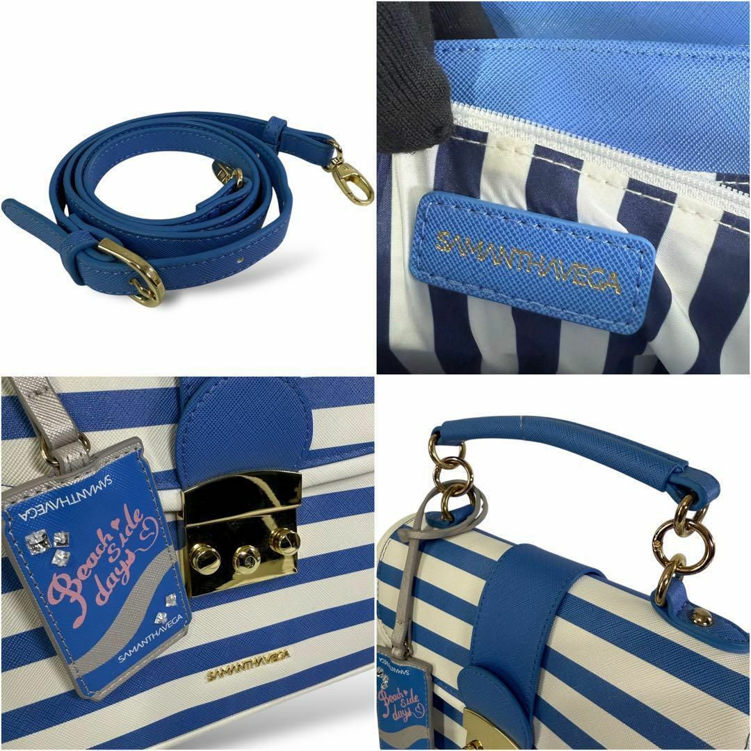 サマンサベガ 2way トートバッグ ショルダーバッグ ボーダー ブルー