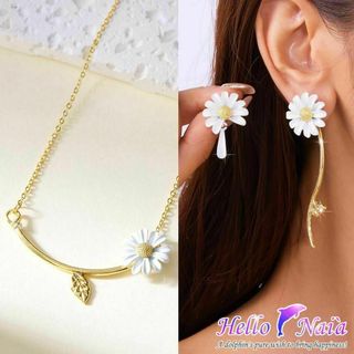 デイジー アシンメトリー ピアス + ネックレス セット(ネックレス)