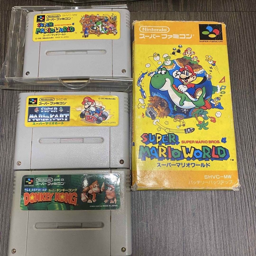 スーパーマリオワールド マリオカート スーパードンキーコング スーパーファミコン エンタメ/ホビーのゲームソフト/ゲーム機本体(家庭用ゲームソフト)の商品写真