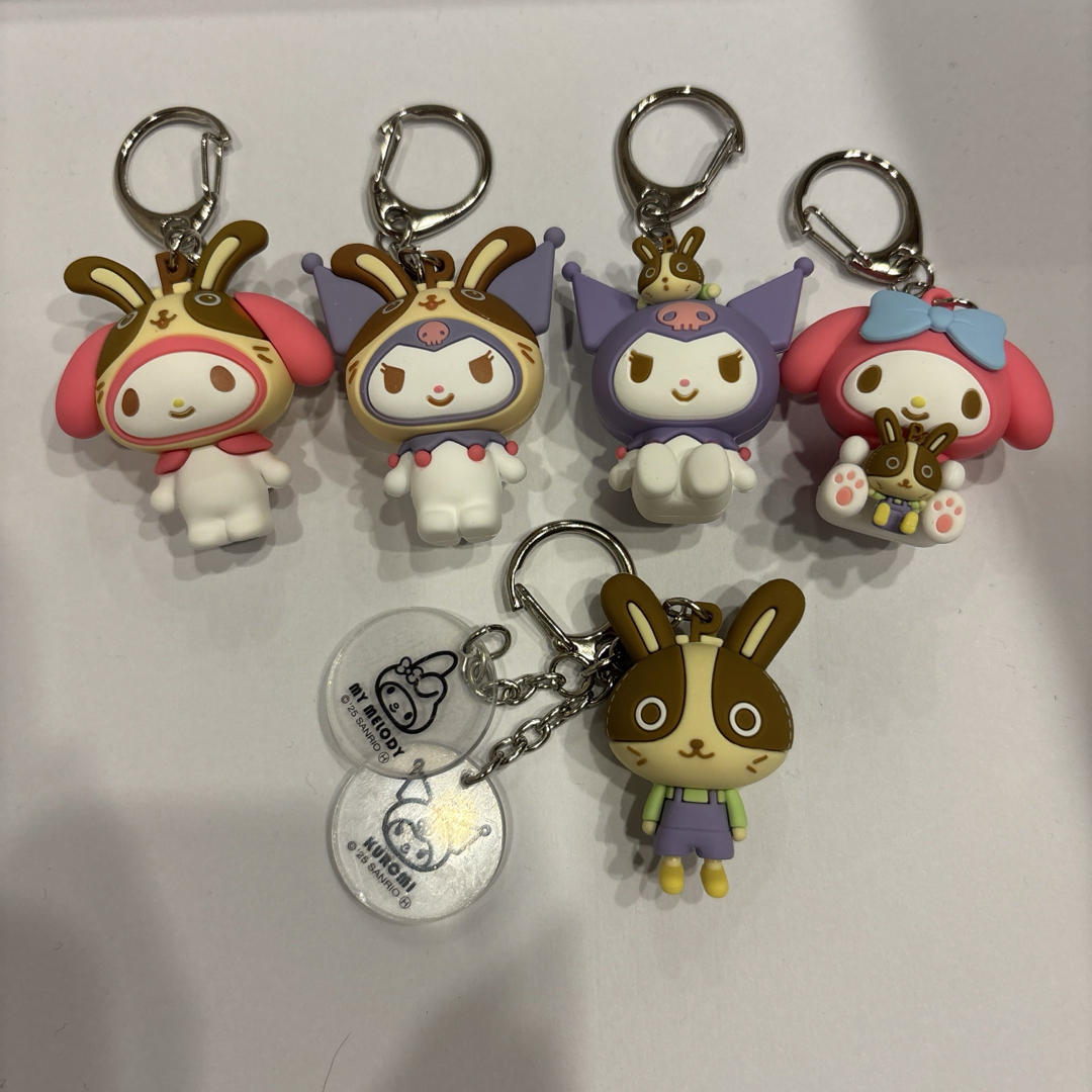 マイメロディ(マイメロディ)のマイメロディとクロミのキーホルダー 宇佐美コラボ コンプセット エンタメ/ホビーのおもちゃ/ぬいぐるみ(キャラクターグッズ)の商品写真