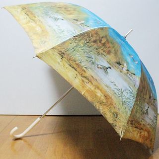 新品 湖畔の鴨プリント 絵画柄 長傘 雨傘　Ｋ5092(傘)