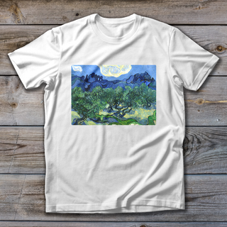 ゴッホ『オリーブの木々、背景にアルピーユ山脈』Tシャツ 《レディース／メンズ》(Tシャツ/カットソー(半袖/袖なし))