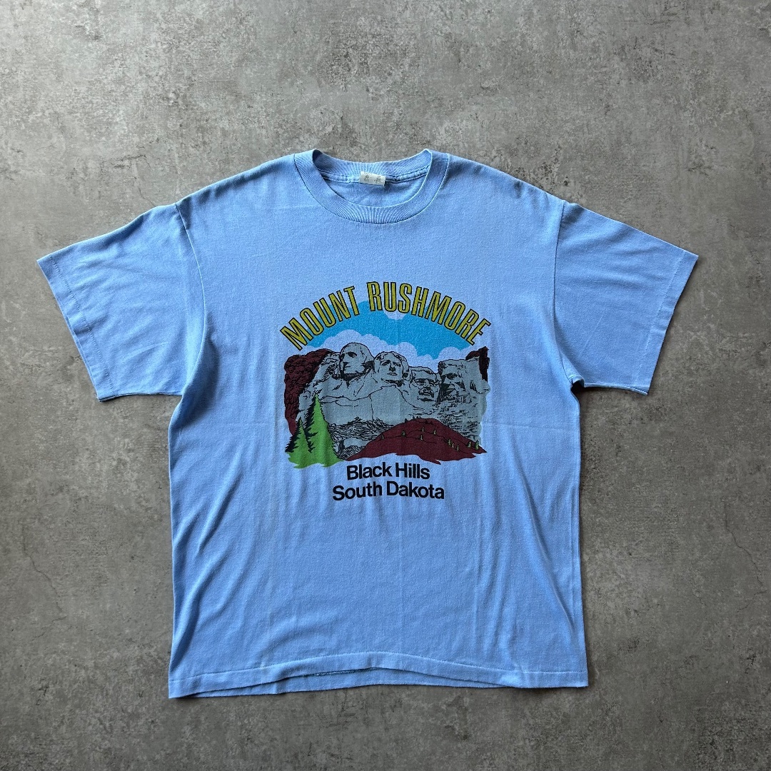 VINTAGE - 70s80s ヴィンテージtシャツ USA製 ライトブルー XL ラッシュモア山
