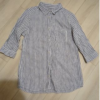 USED リネンマルチストライプシャツМ麻100(シャツ/ブラウス(長袖/七分))