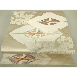 平和屋着物◎六通柄袋帯　唐織　双鶴花文　金糸　引箔　正絹　逸品　DAAQ9039bc(帯)