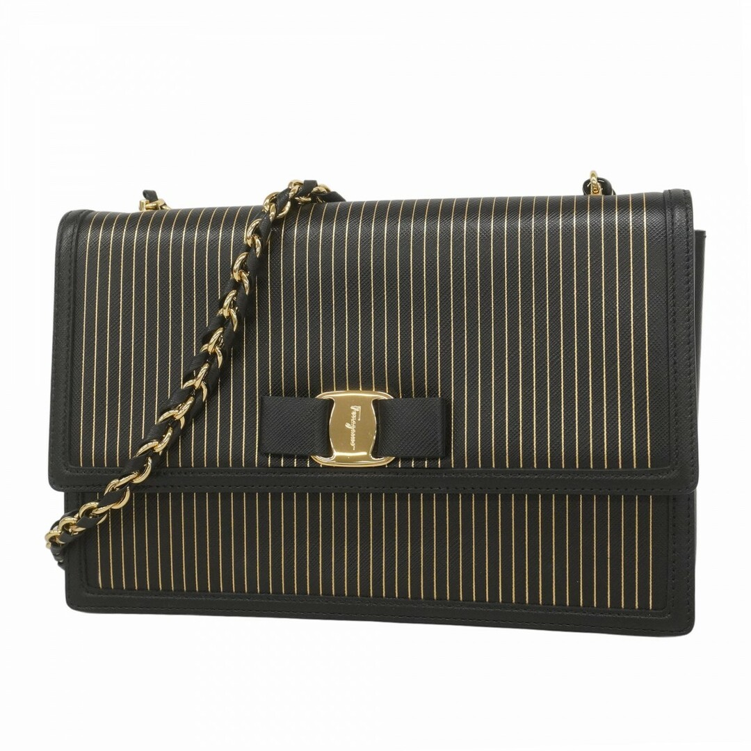 Salvatore Ferragamo - ★SALE【5eb1802】サルヴァトーレフェラガモ ショルダーバッグ ヴァラ レザー ブラック ゴールド金具【中古】レディース
