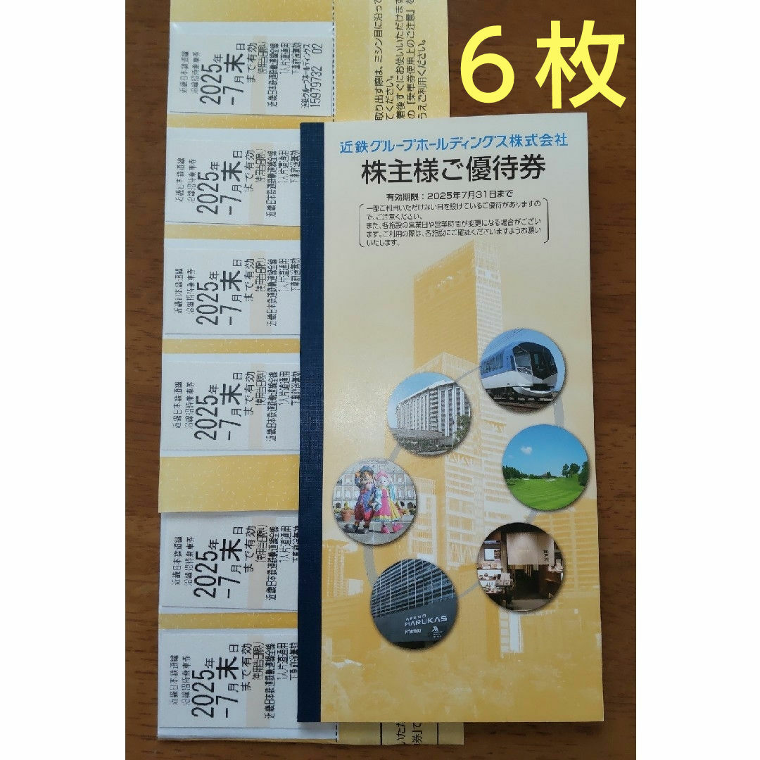 近鉄株主優待乗車券6枚 + 冊子1冊 チケットの乗車券/交通券(鉄道乗車券)の商品写真
