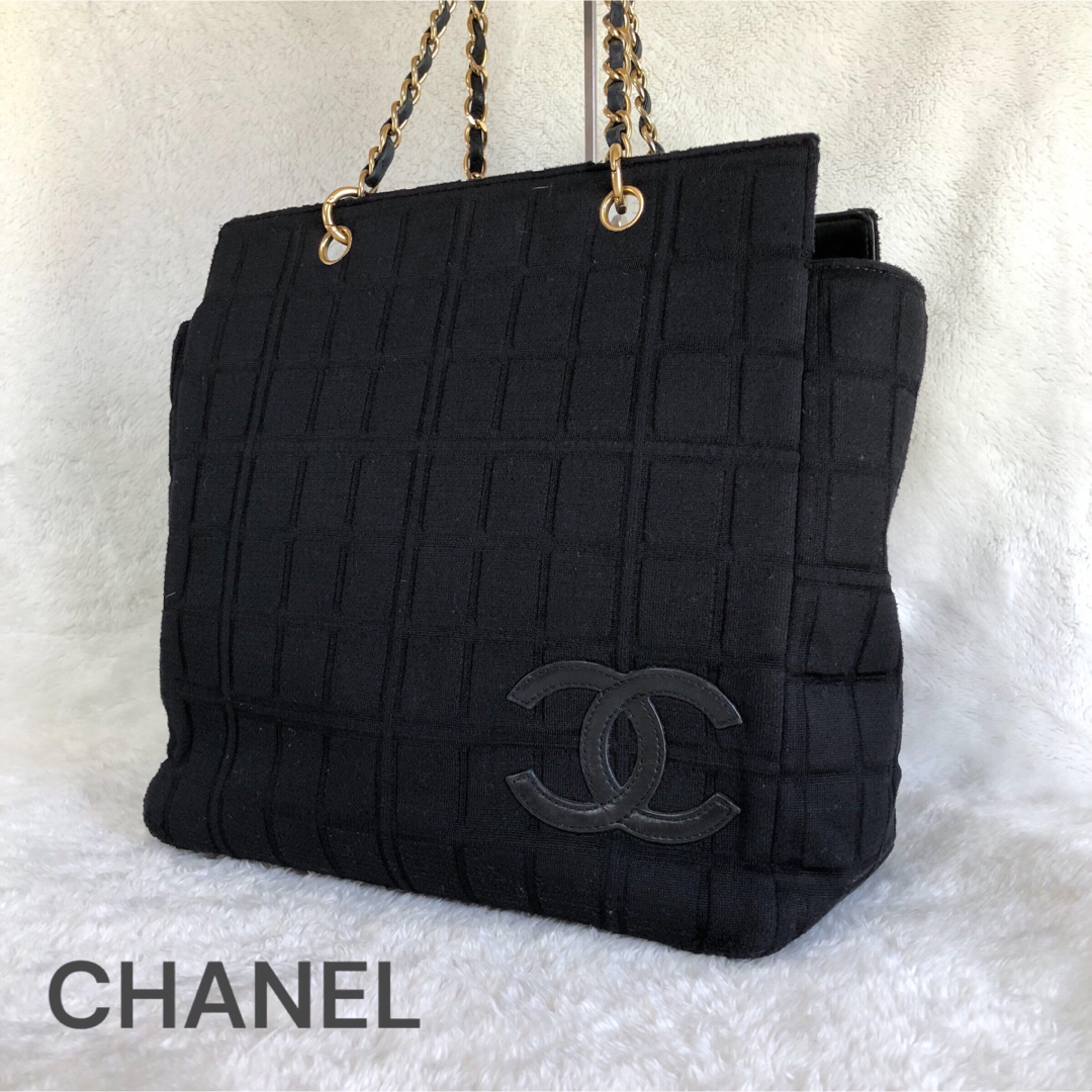 CHANEL - シャネル CHANEL チェーン トートバッグ ブラック 黒 キャンバス
