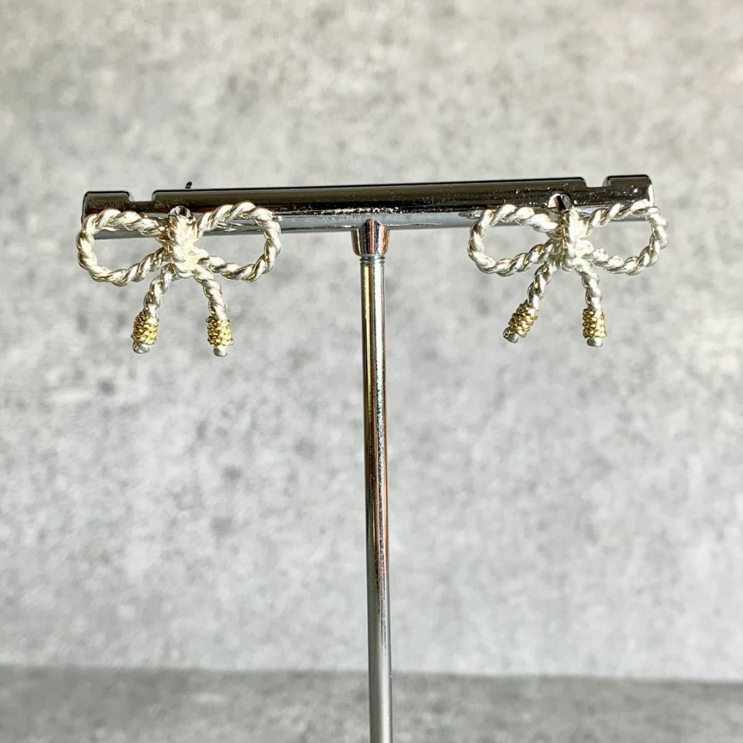 オールドティファニー 希少 ツイスト リボン コンビ ピアス OL2e オールドティファニー 希少 ツイスト リボン コンビ ピアス OL2e