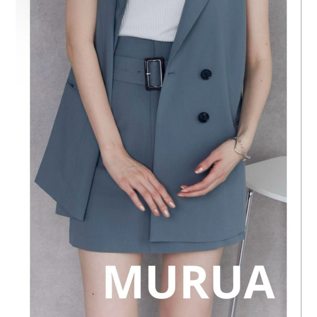 MURUA - 【未使用新品】ハイウエストベルトミニスカート ブルー MURUA