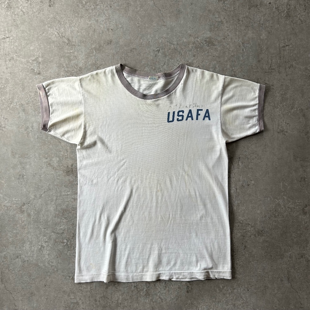 Champion - 70sチャンピオン リンガーtシャツ USA製 USAFA 染み込みプリント
