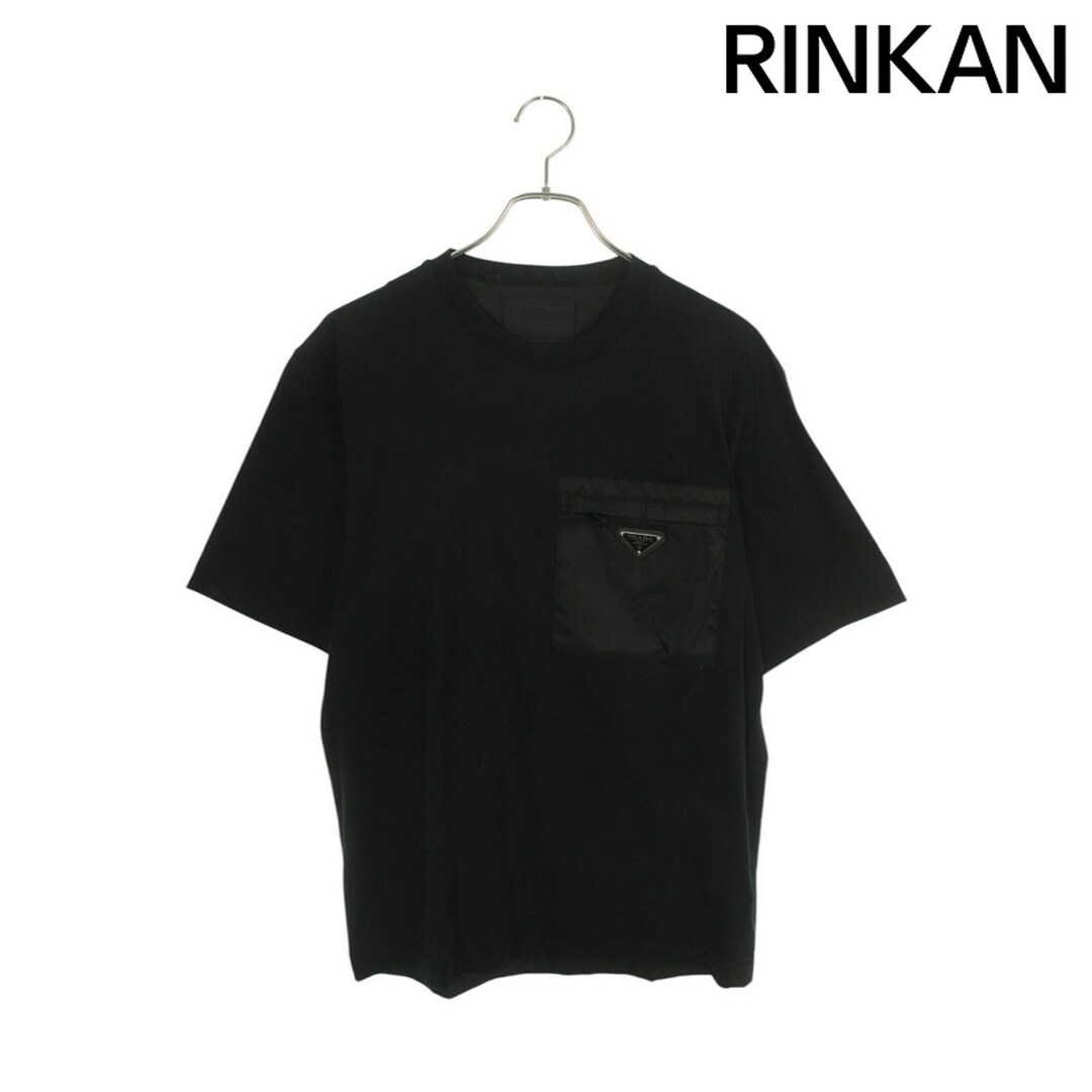 PRADA - プラダ UJN661 Re-Nylon切替三角ロゴプレートTシャツ PRADA - プラダ UJN661 Re-Nylon切替三角ロゴプレートTシャツ