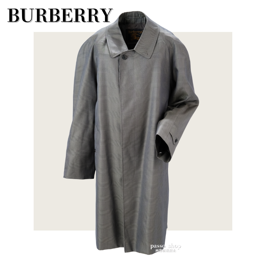 BURBERRY - 【極美品】バーバリー ステンカラーコート シルク100% グレー　メンズ　片翼