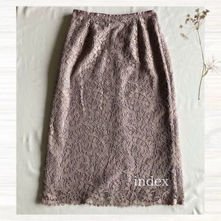 インデックス(INDEX)の【新品・タグ付き】index ペイズリー柄 レースタイトスカート L(ひざ丈スカート)