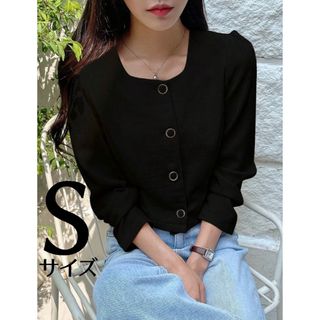 シーイン(SHEIN)のSHEIN シーイン　スクエアカラージャケット　ブラック　Sサイズ　新品未使用(ノーカラージャケット)