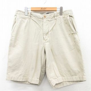 ジェイクルー(J.Crew)のW35★古着 ジェイクルー J.CREW ショート パンツ ショーツ メンズ コットン 薄ベージュ カーキ 25may10 中古 ボトムス 短パン ショーパン ハーフ(ワークパンツ/カーゴパンツ)