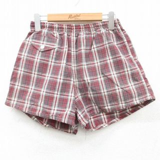 W27★古着 キャンパス ビンテージ ショート パンツ ショーツ メンズ 60年代 60s 赤他 レッド チェック 【spe】 25may10 中古 ボトムス 短パン ショーパン ハーフ(ワークパンツ/カーゴパンツ)