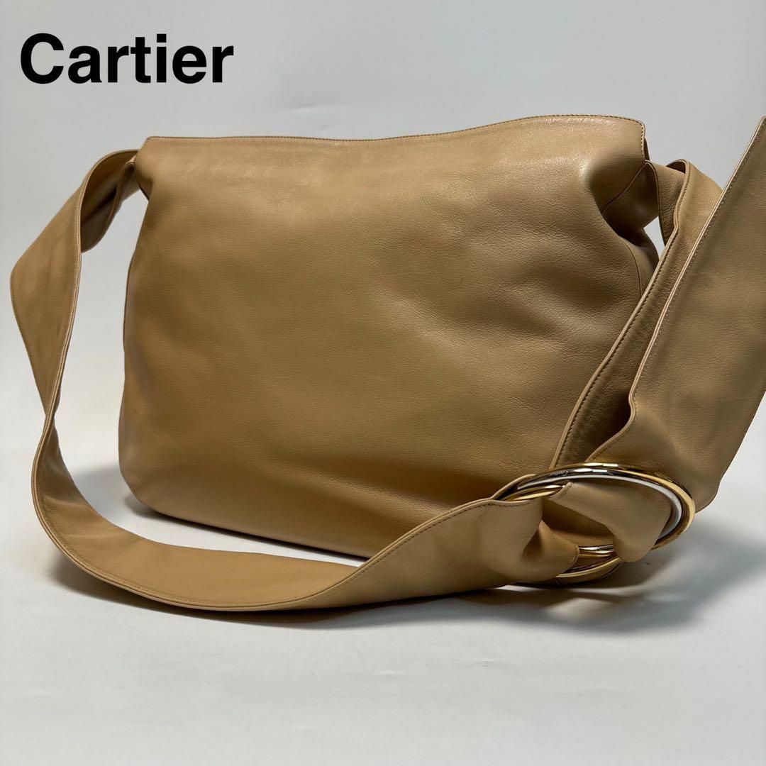 Cartier - o96【極美品】カルティエ　トリニティ　レザー　ベージュ　ショルダーバッグ
