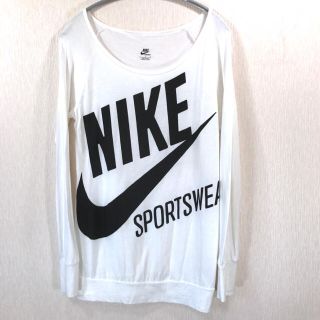 ナイキ(NIKE)のナイキ ビッグスウォッシュ ロンT デカロゴ L 白 ドロップショルダー(Tシャツ/カットソー(七分/長袖))