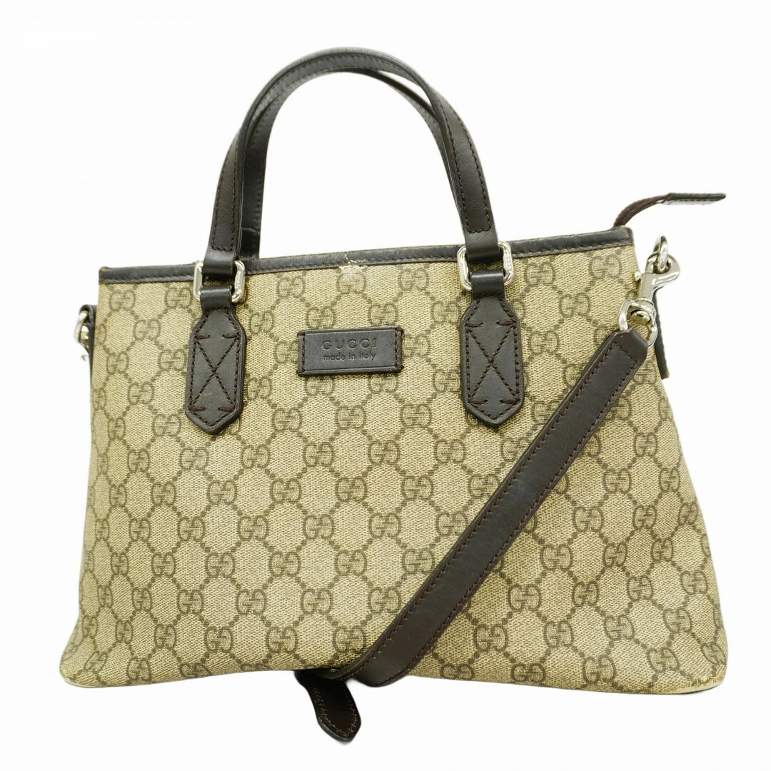 GUCCI - 【5eb1864】グッチ ハンドバッグ GGスプリーム 429019 PVC ブラウン シルバー金具【中古】レディース
