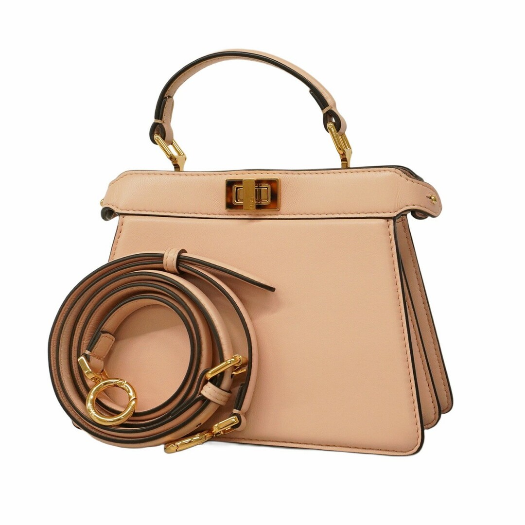 FENDI - 【5eb1922】フェンディ ハンドバッグ アイシーユー レザー ピンクベージュ ゴールド金具【中古】レディース