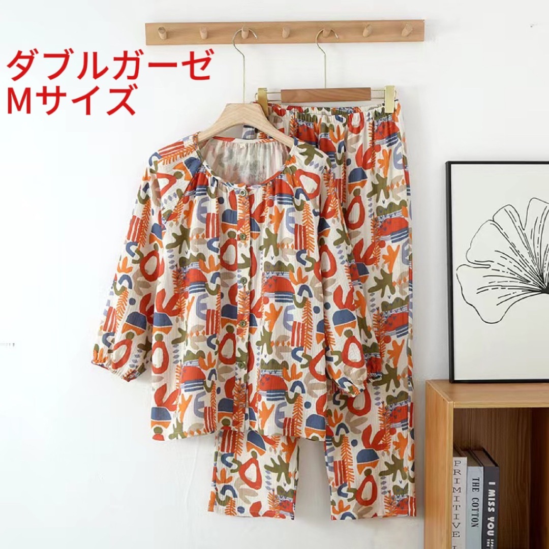 パジャマ M長袖レディース 上下セット夏春ダブルガーゼ 夏寝巻き  レディースのルームウェア/パジャマ(パジャマ)の商品写真