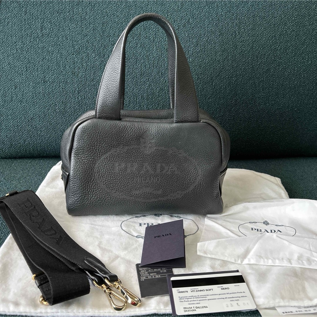 PRADA - プラダ トップハンドル 2Wayバッグ カーフ 1BB078 ショルダーブラック