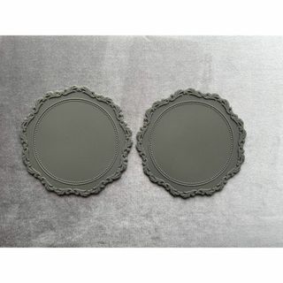 Sarah Grace - 新品 2枚セット サラグレース シリコン コースター フラワー 12㎝ グレー