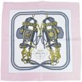 本物 エルメス HERMES スカーフカレ カレ40 BRIDES de GALA 式典用馬勒 スカーフ ショール シルク ピンク ホワイト 服飾小物 中古