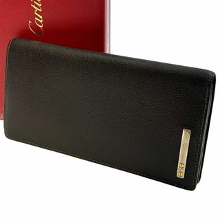 カルティエ(Cartier)の美品✨ 保存袋 箱付き カルティエ 長財布 サントス 二つ折り レザー ブラック(長財布)