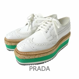 プラダ(PRADA)の新品同様 PRADA レザー ウイングチップ 厚底 レースアップ ローファー(ローファー/革靴)