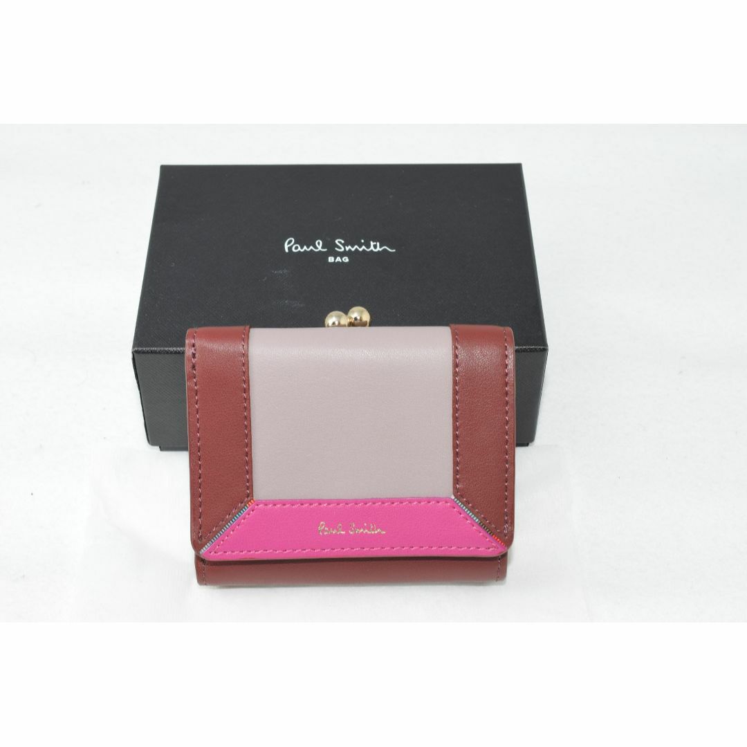 Paul Smith - 新品☆Paul Smith ハイライトステッチ 3つ折り財布 牛革 ☆赤＆桃☆②