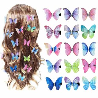 蝶 ヘアクリップ ヘアピン （15個セット) ヘアアクセサリー 可愛い ダッカー(その他)