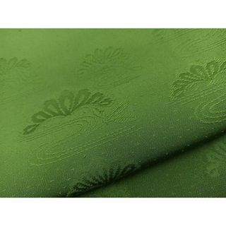 平和屋着物■上質な色無地　浜松地紋　草色　正絹　逸品　BAAS6209sa(着物)