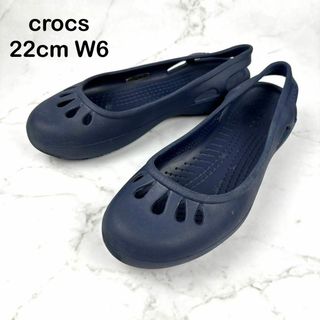 クロックス(crocs)の【希少】crocs クロックス マリンディ ネイビー フラット 22 W6(スリッポン/モカシン)