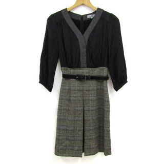 ビアッジョブルー(VIAGGIO BLU)のビアッジョブルー 切替ワンピース トップス チェック柄 ベルト付き レディース 黒×グレー Viaggio Blu(その他)