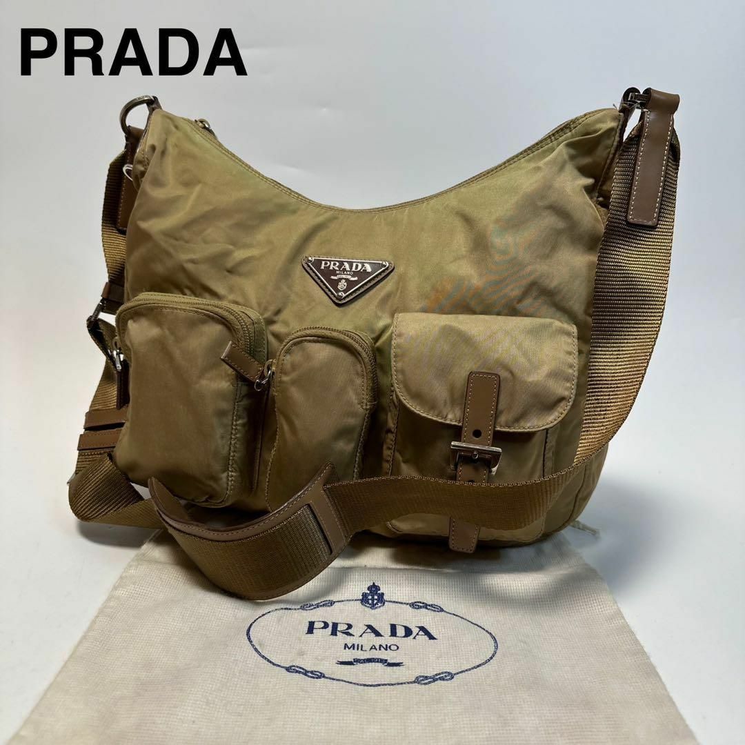 PRADA - p01【美品】プラダ　三角ロゴ　ナイロン　レザー　メッセンジャーバッグショルダー