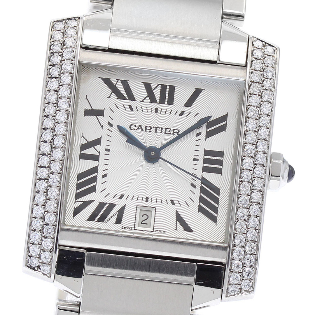 カルティエ CARTIER W51002Q3 タンクフランセーズLM アフターダイヤベゼル 自動巻き メンズ 良品 _816584