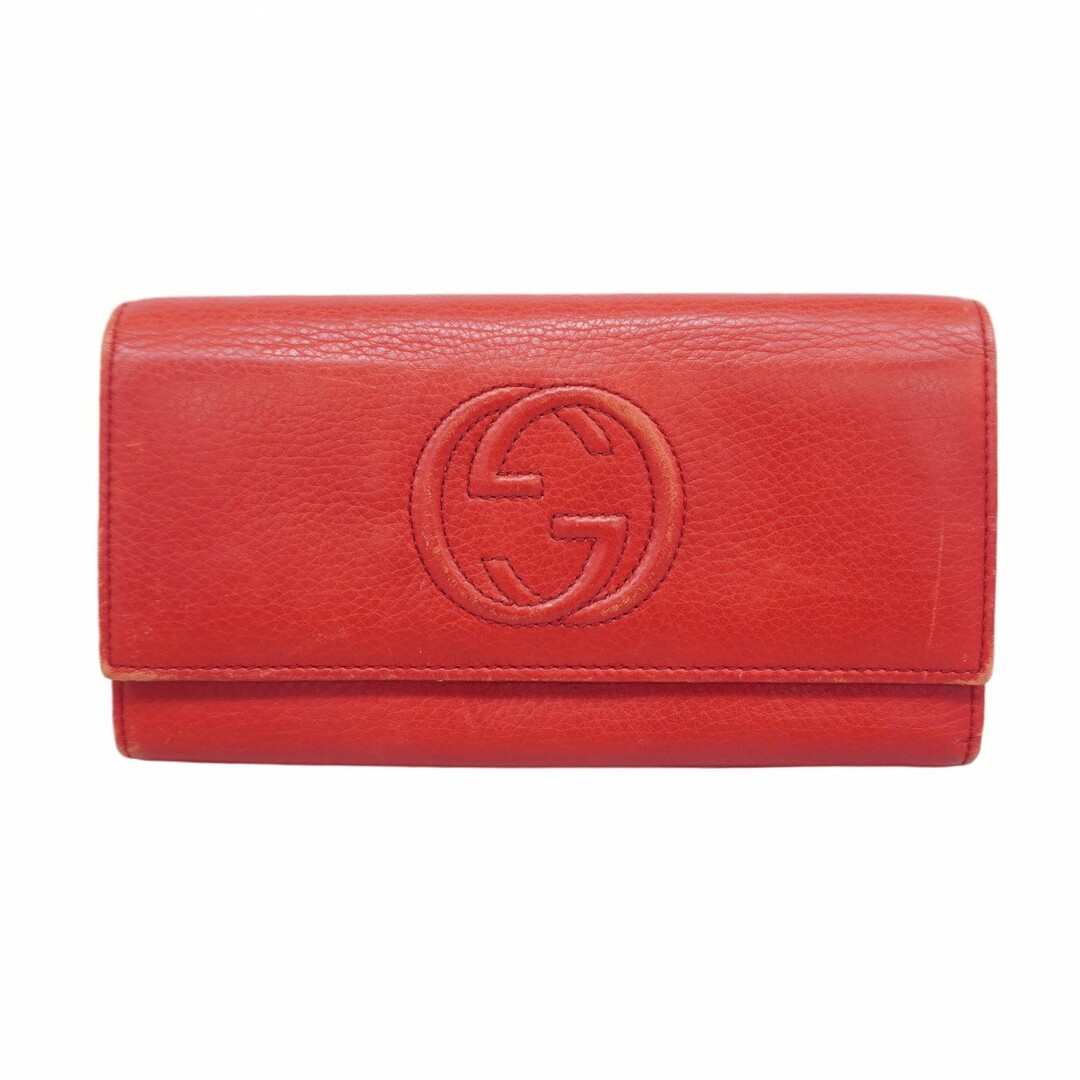 GUCCI - 【5eb2203】グッチ 長財布 ソーホー 282414 レザー レッド ゴールド金具【中古】レディース