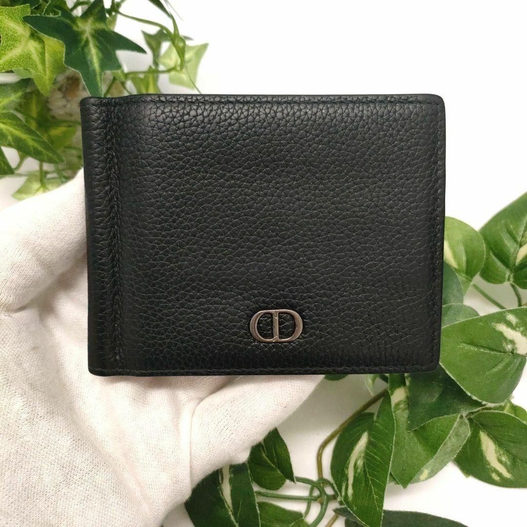 Christian Dior - ディオール　マネークリップ　折り財布　ブラック　CDアイコン