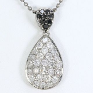 K18 18金 WG ホワイトゴールド ネックレス ブラックダイヤ 0.16 ダイヤ 0.57 カード鑑別書 総重量約5.0g 約45cm ジュエリー 中古 送料無料 新品同様 【中古】【あす楽】 ギフトラッピング無料(ネックレス)