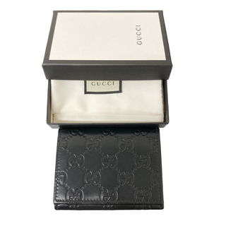 グッチ(GUCCI)の126703-3 グッチ/GUCCI カードケース 名刺入れ ブラック グッチシマ ユニセックス メンズ レディース 保存袋付き 箱付き(名刺入れ/定期入れ)