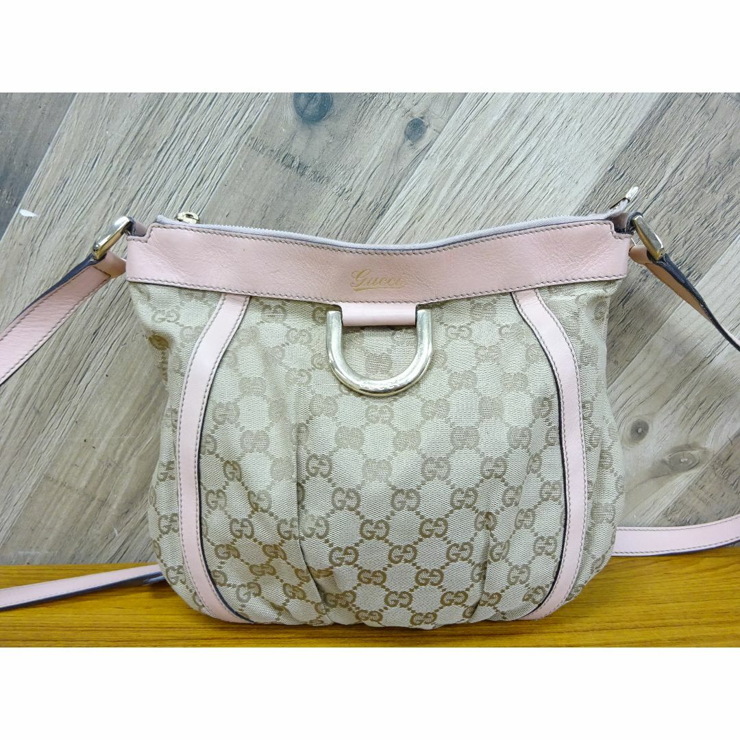 GUCCI - 博057/ GUCCI グッチ キャンバス レザー ショルダーバッグ