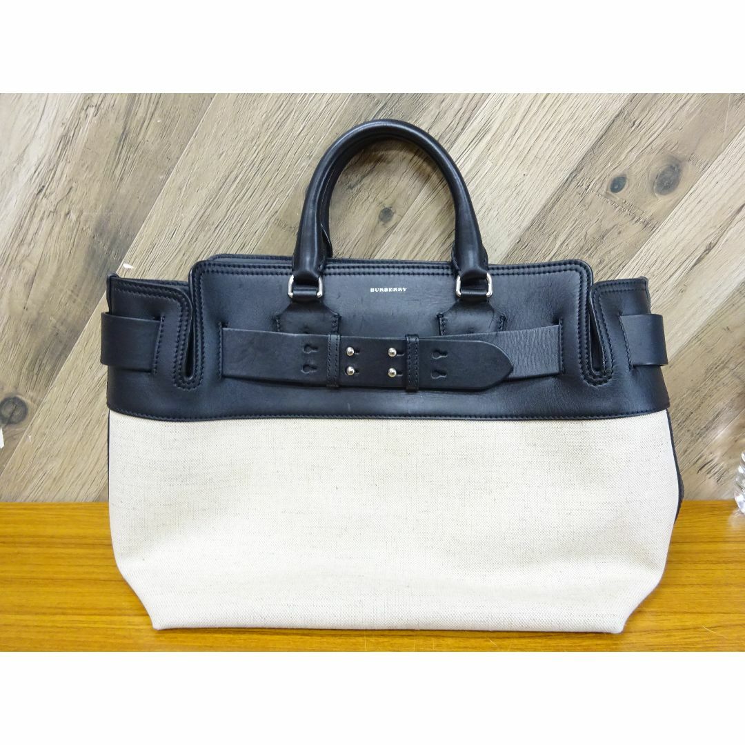 BURBERRY - 奈065/ バーバリー キャンバス レザー トートバッグ