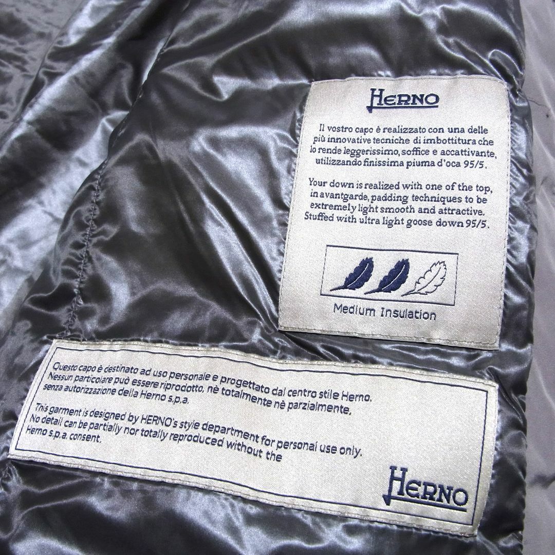 HERNO(ヘルノ)の大きいサイズ ヘルノ ノーカラー 切替 ダウン ジャケット 46 PI0179D レディースのジャケット/アウター(ダウンジャケット)の商品写真