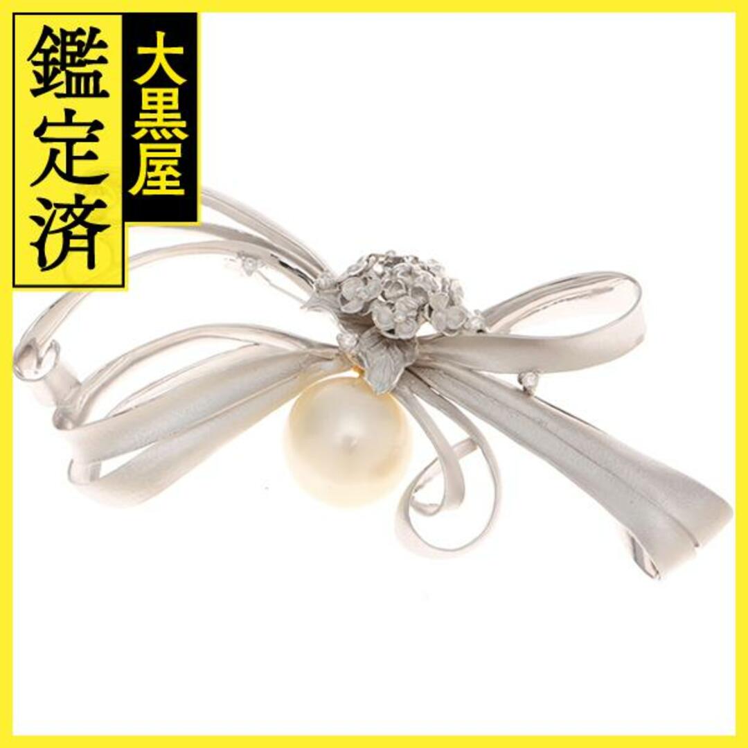 ノンブランドジュエリー ブローチ K18ホワイトゴールド/パール17.6mm/ダイヤモンド0.18ct 【472】