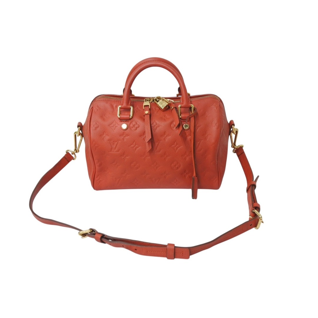 LOUIS VUITTON - LOUIS VUITTON ルイヴィトン スピーディー25 バンドリエール ハンドバッグ M40758 レッド モノグラムアンプラント レザー 美品 中古 4b001187