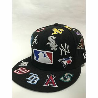 MLB希少allover全チームロゴ刺繍59FIFTYベースボールキャップ1/2(キャップ)
