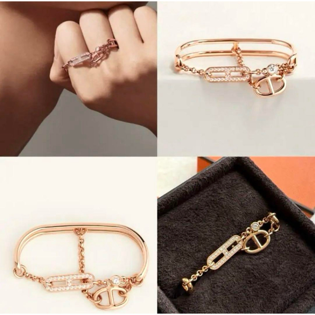 HERMES(エルメス)のエルメス カオス ダブルリング アントレレドア シェーヌダンクル ゴールド レディースのアクセサリー(リング(指輪))の商品写真